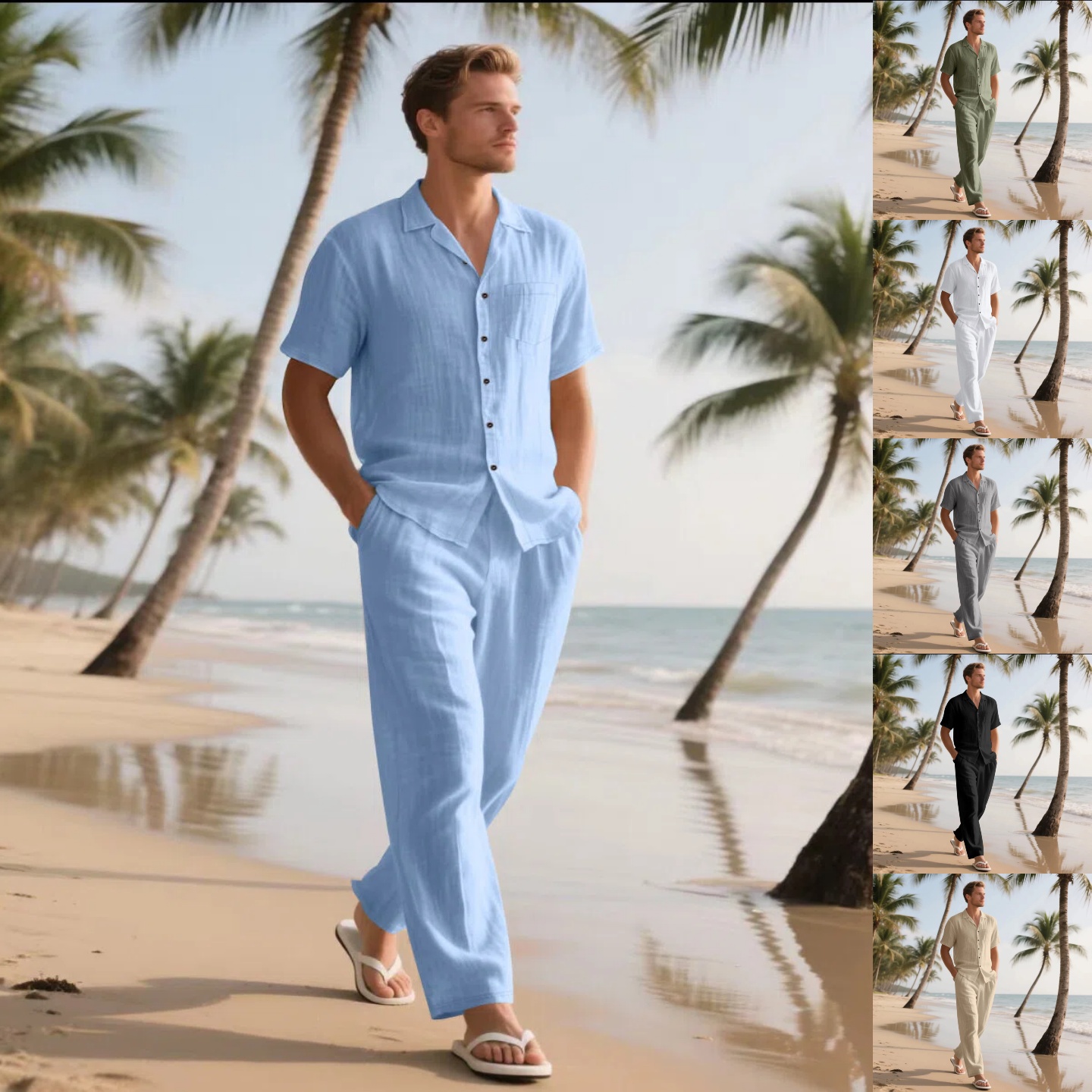 Summer Men's New Linen Casual  - đánh giá và giá Short Linen Drawstring